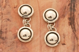 Double Shadowbox Sterling Silver Post Earrings by Navajo Artist Artie Yellowhorse